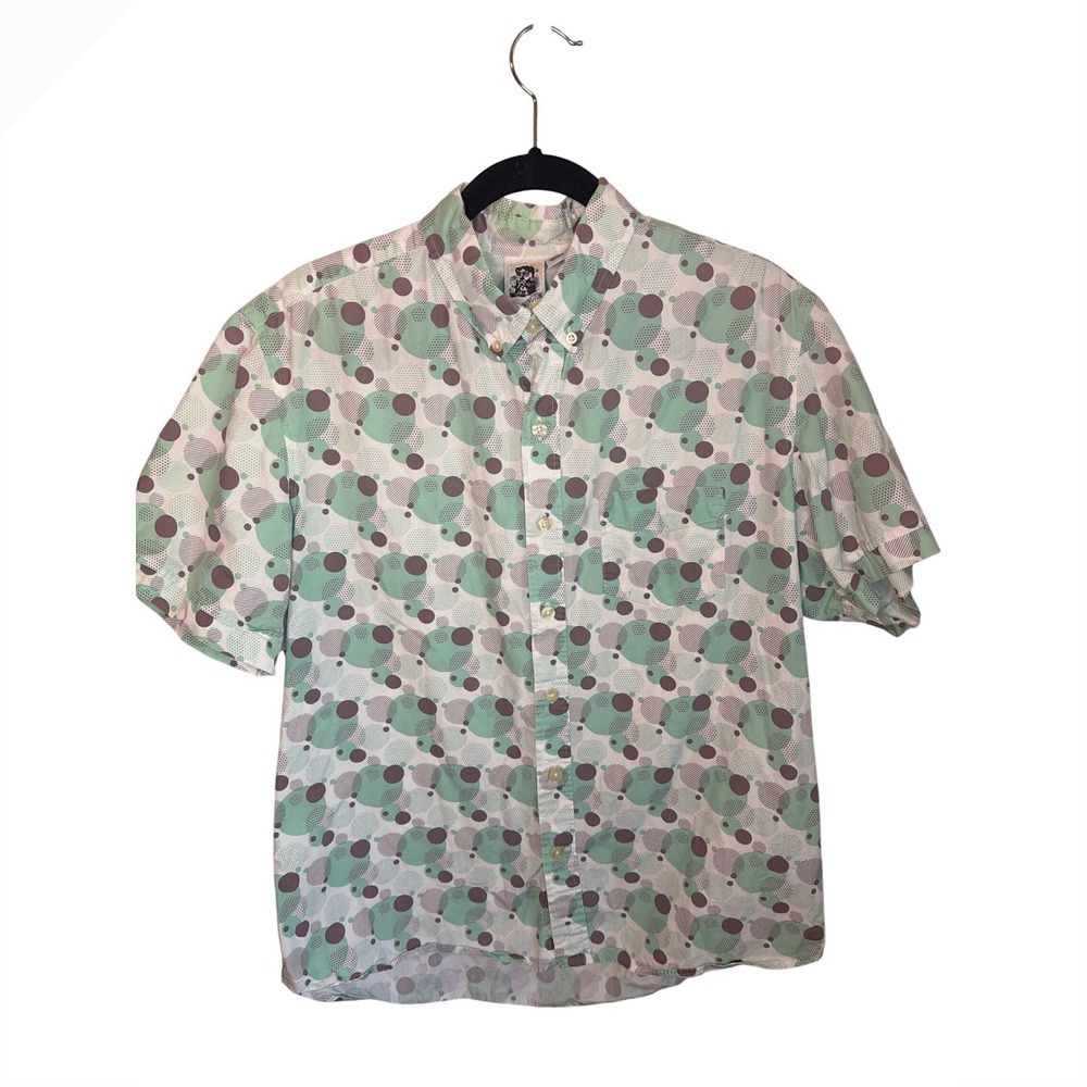 Kennington Ltd California Mens XL Cotton Short Sleeve Button Down Circle Print
